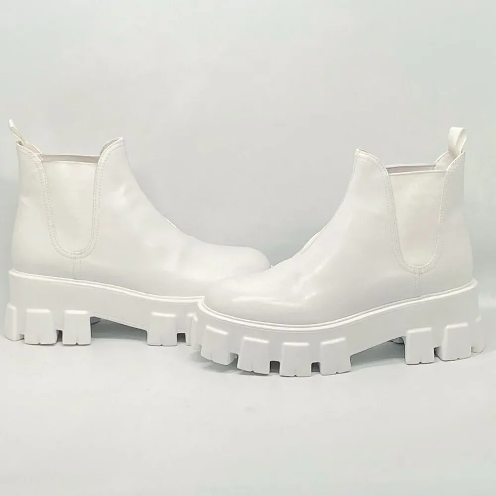 Prada Monolith Leather Lug-Sole Chelsea Boots size 37 - Picture 3 of 16